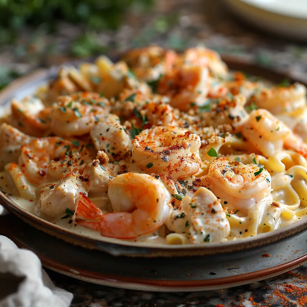 Creamy Cajun Shrimp and Chicken Pasta Recipe Delight