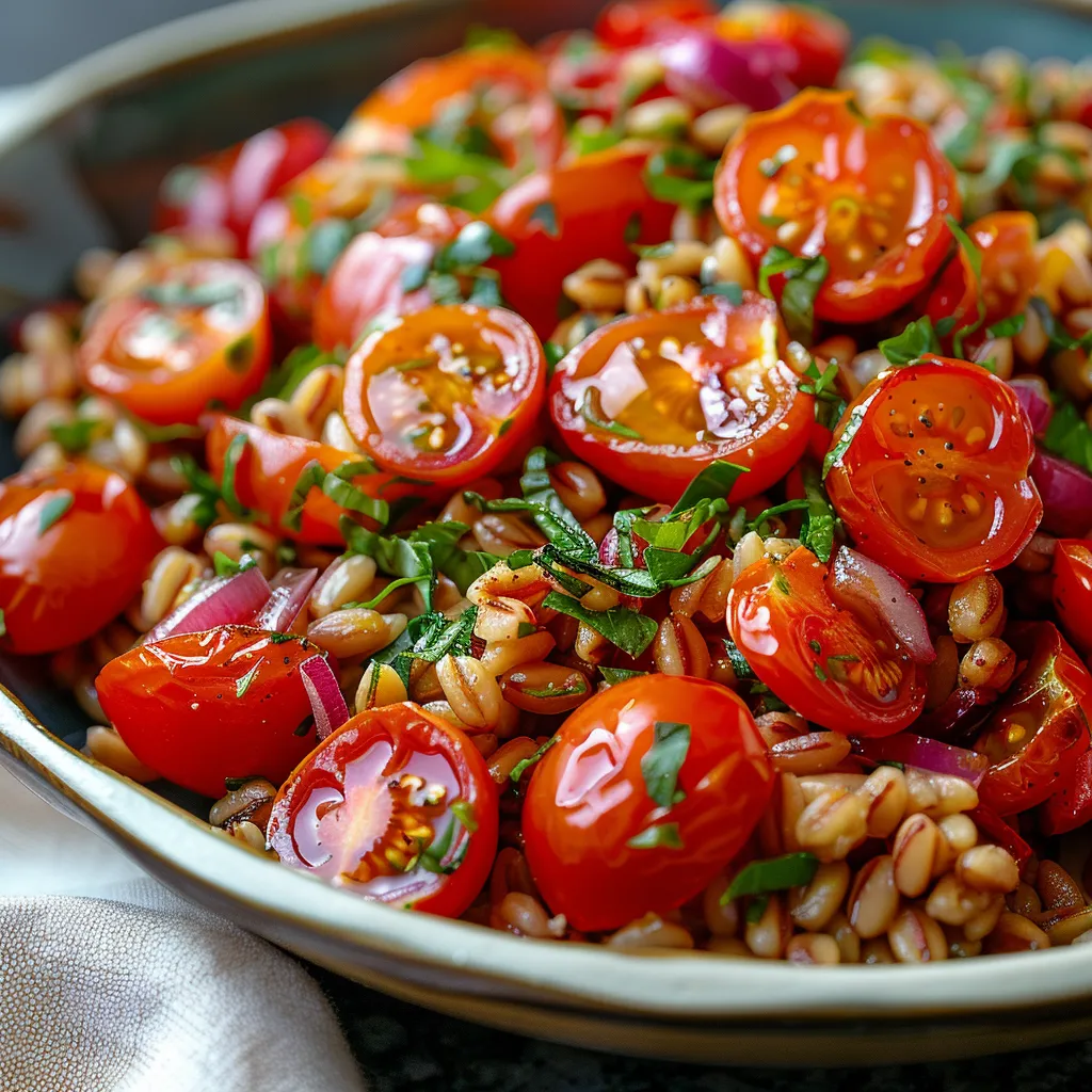 Irresistible Slow Roasted Tomato Farro Salad Recipe Delight