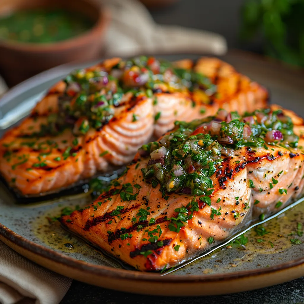 Sizzling Summer Grilled Salmon with Zesty Chimichurri Recipe