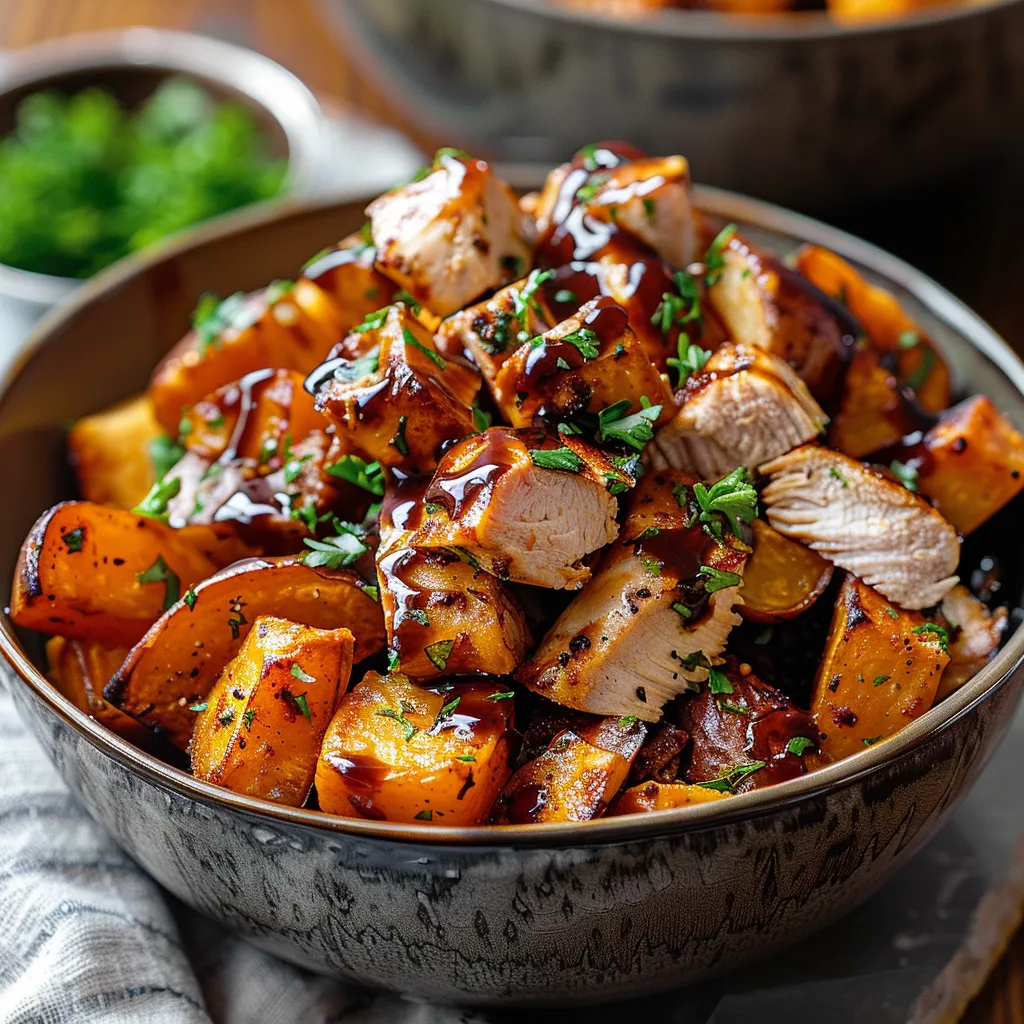 Irresistible BBQ Chicken & Roasted Sweet Potato Bowls