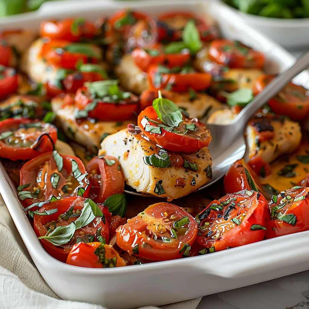 Delicious Bruschetta Chicken Bake with Fresh Tomatoes Recipe