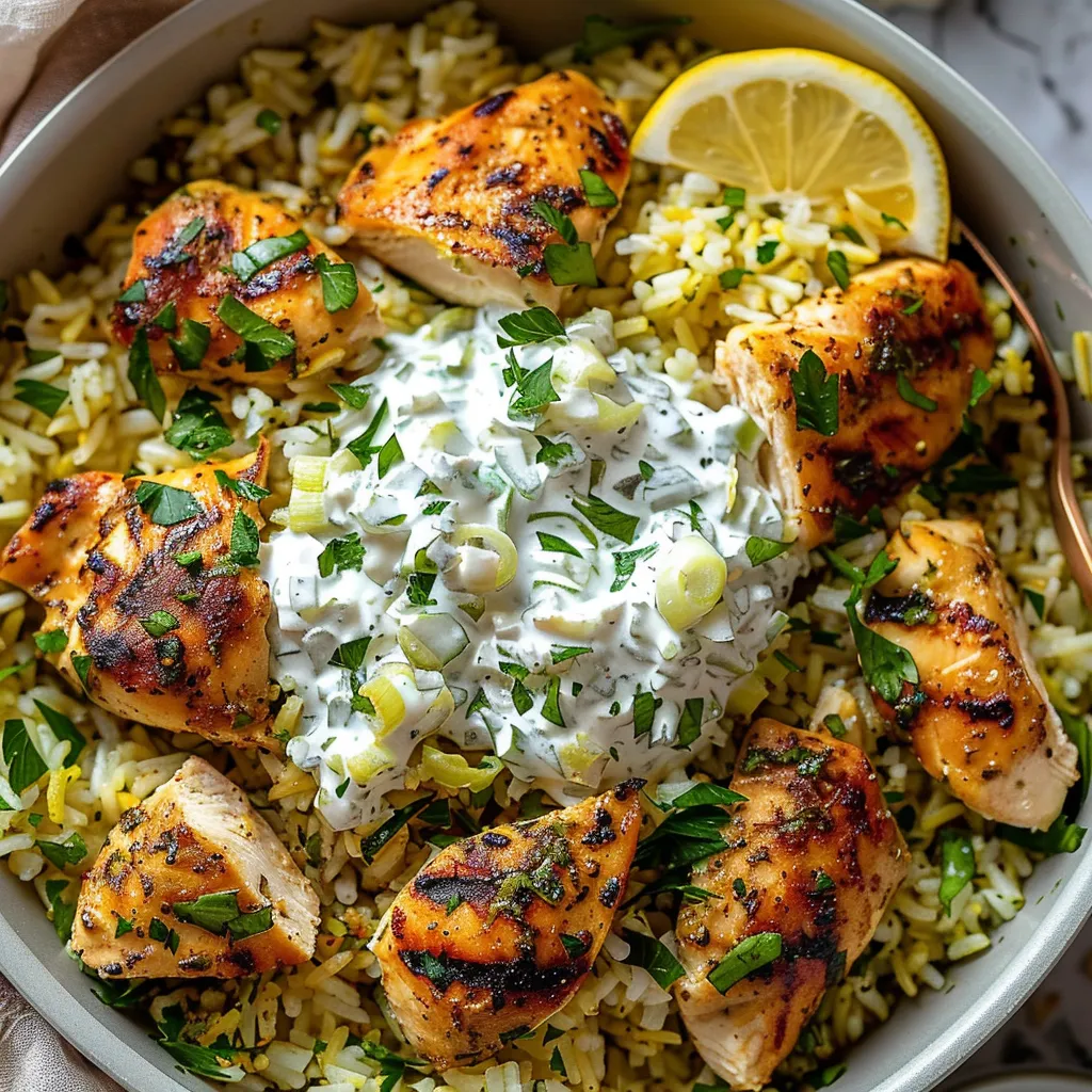 Dump-and-Bake Chicken Tzatziki Rice
