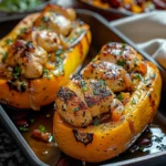 Honey Roasted Butternut Squash Stuffed with Chicken