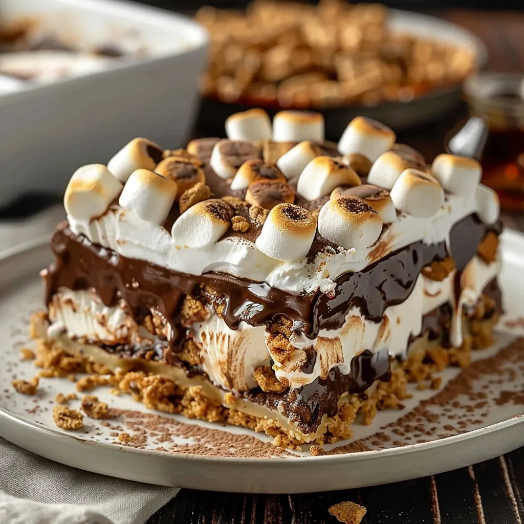 Decadent S’mores Lasagna Graham Chocolate Marshmallow Delight