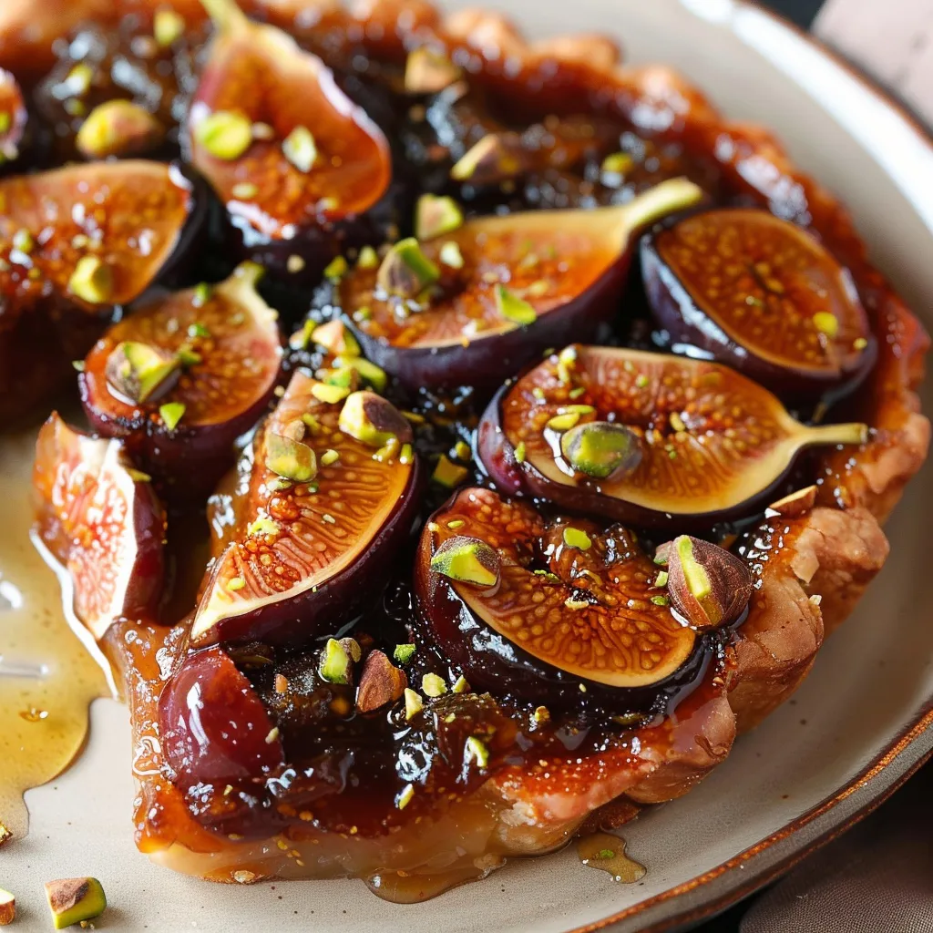 Decadent Salted Honey & Pistachio Fig Tarte Tatin Recipe