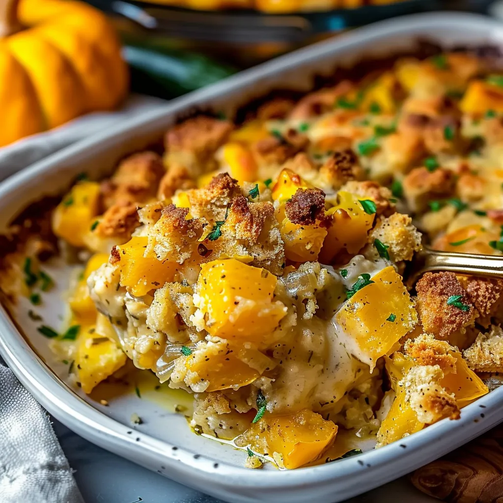 squash casserole with stuffing
