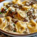Cheesesteak Tortellini in Creamy Provolone Sauce