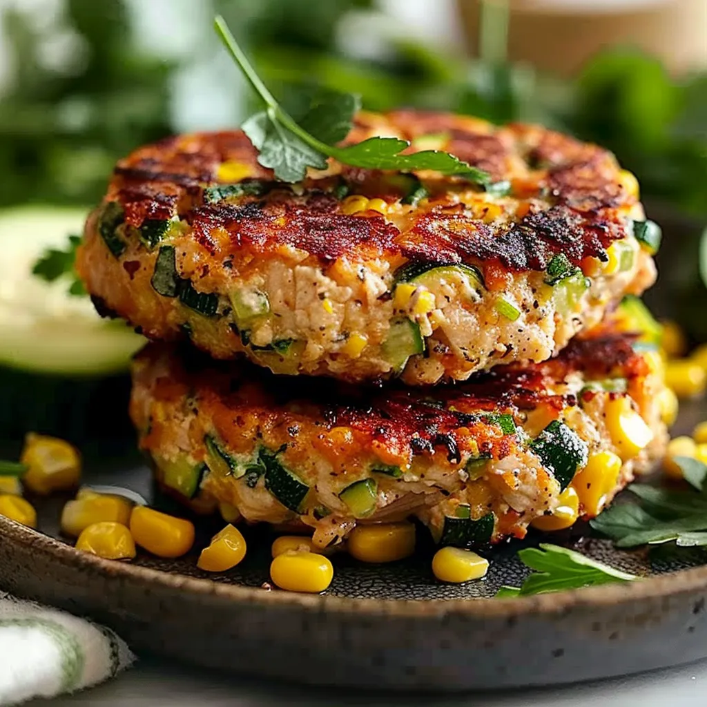 Chicken Zucchini and Corn Burgers