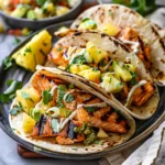 Chipotle Honey Salmon Tacos with Pineapple Salsa