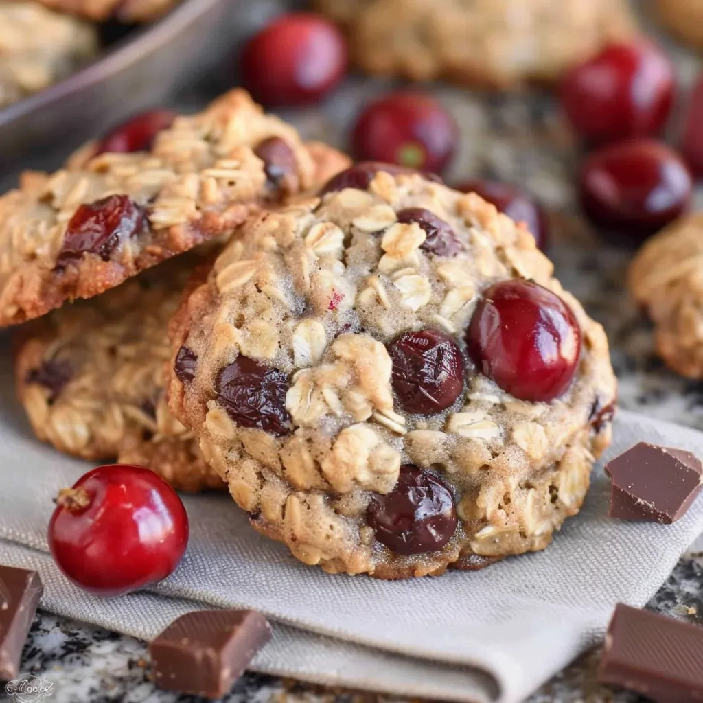 Dark Chocolate Cherry Oatmeal Cookies