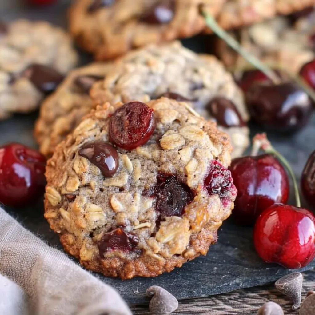 Dark Chocolate Cherry Oatmeal Cookies