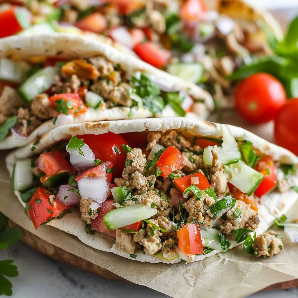 Mediterranean Ground Chicken Pitas