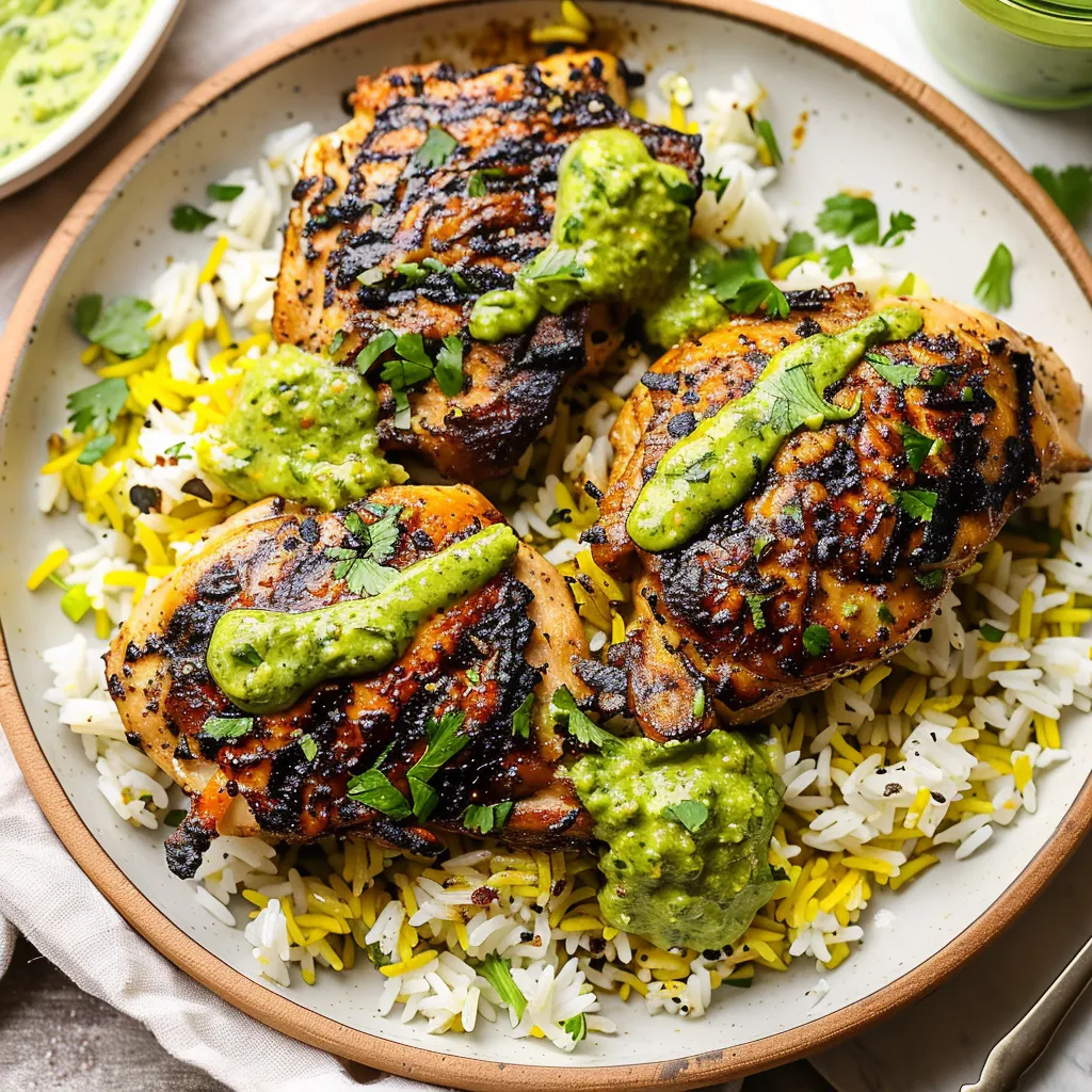 PERUVIAN CHICKEN & RICE WITH GREEN SAUCE