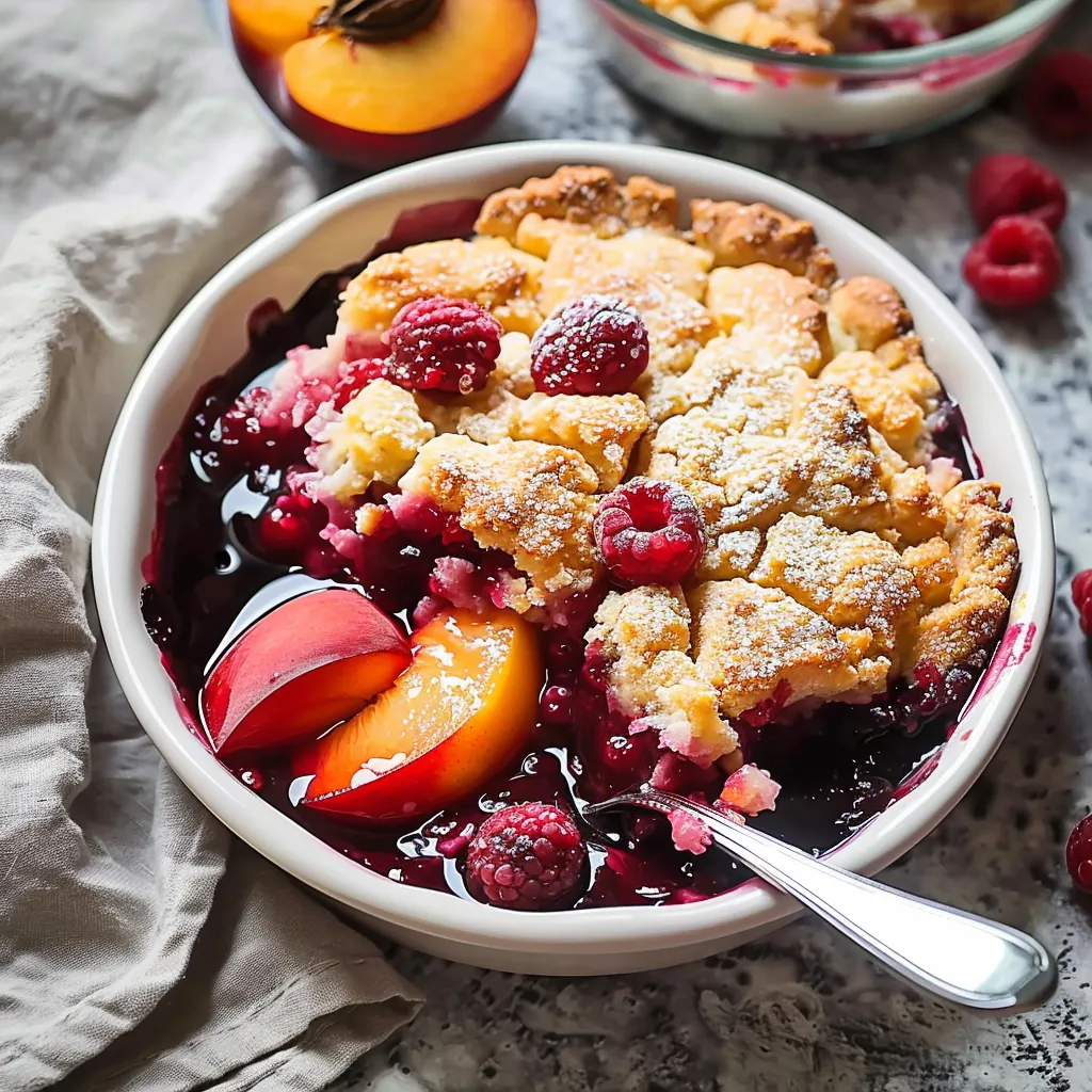 Peach and Raspberry Cobbler