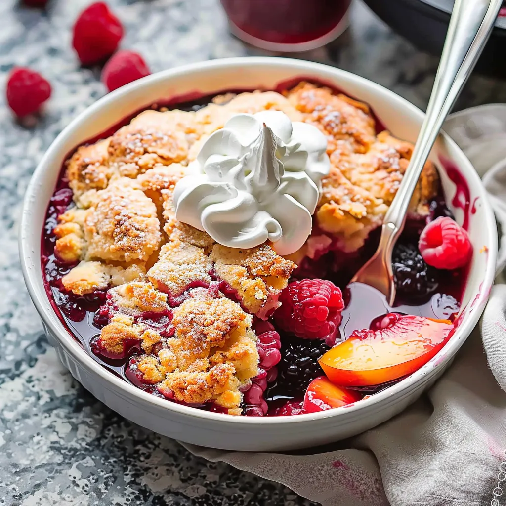 Peach and Raspberry Cobbler