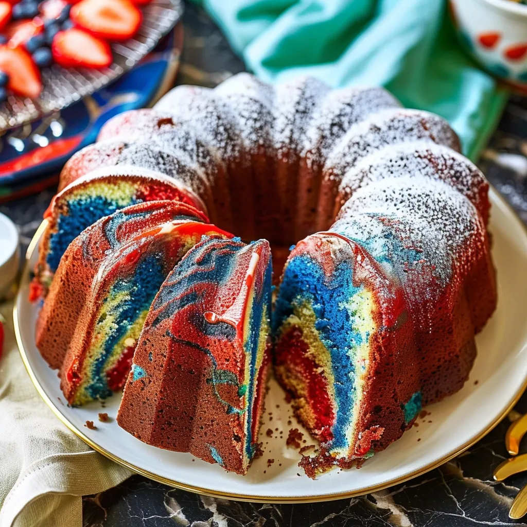 Delicious Red White & Blue Marble Cake for Patriotic Occasions
