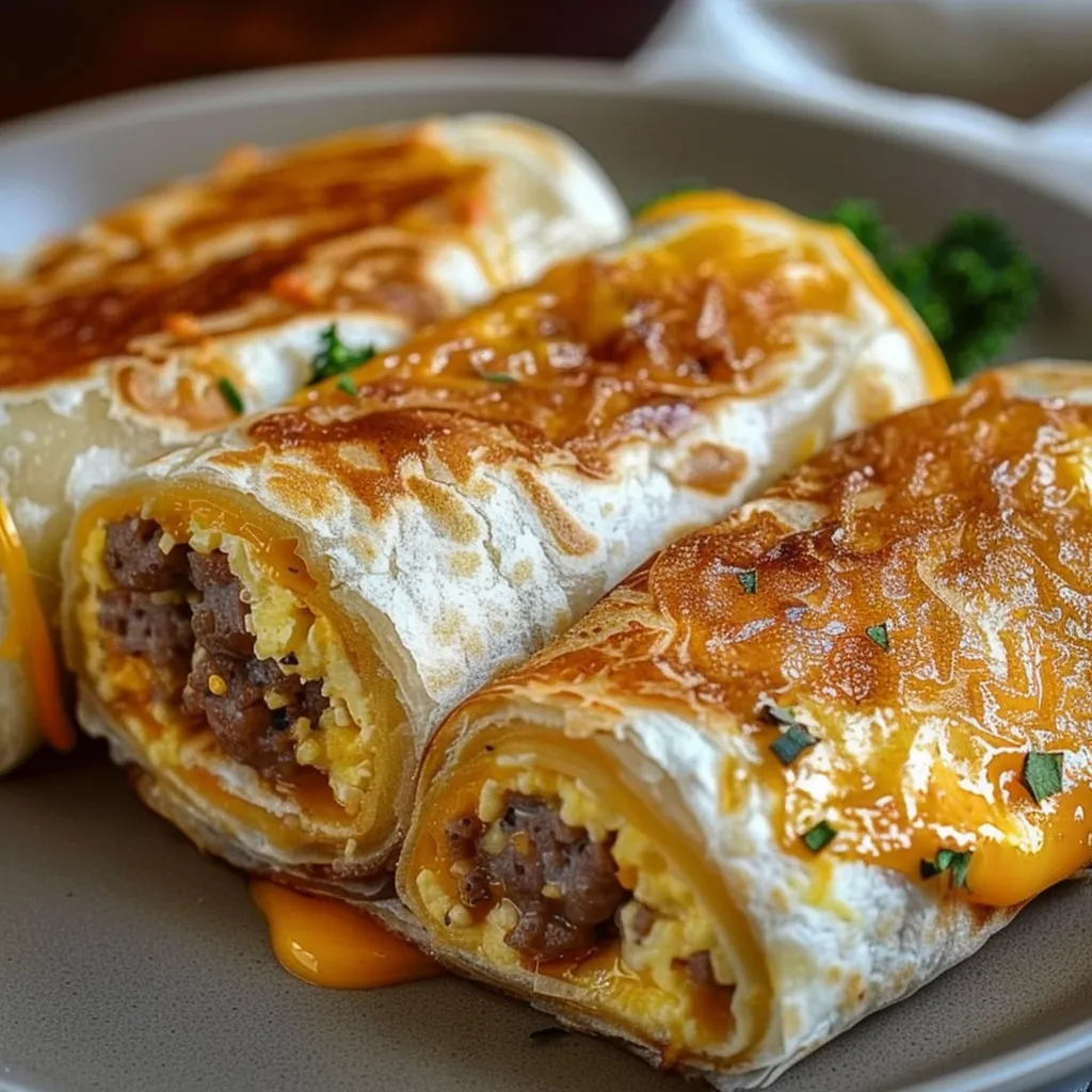 Delicious Sausage Egg Cheese Breakfast RollUps Recipe