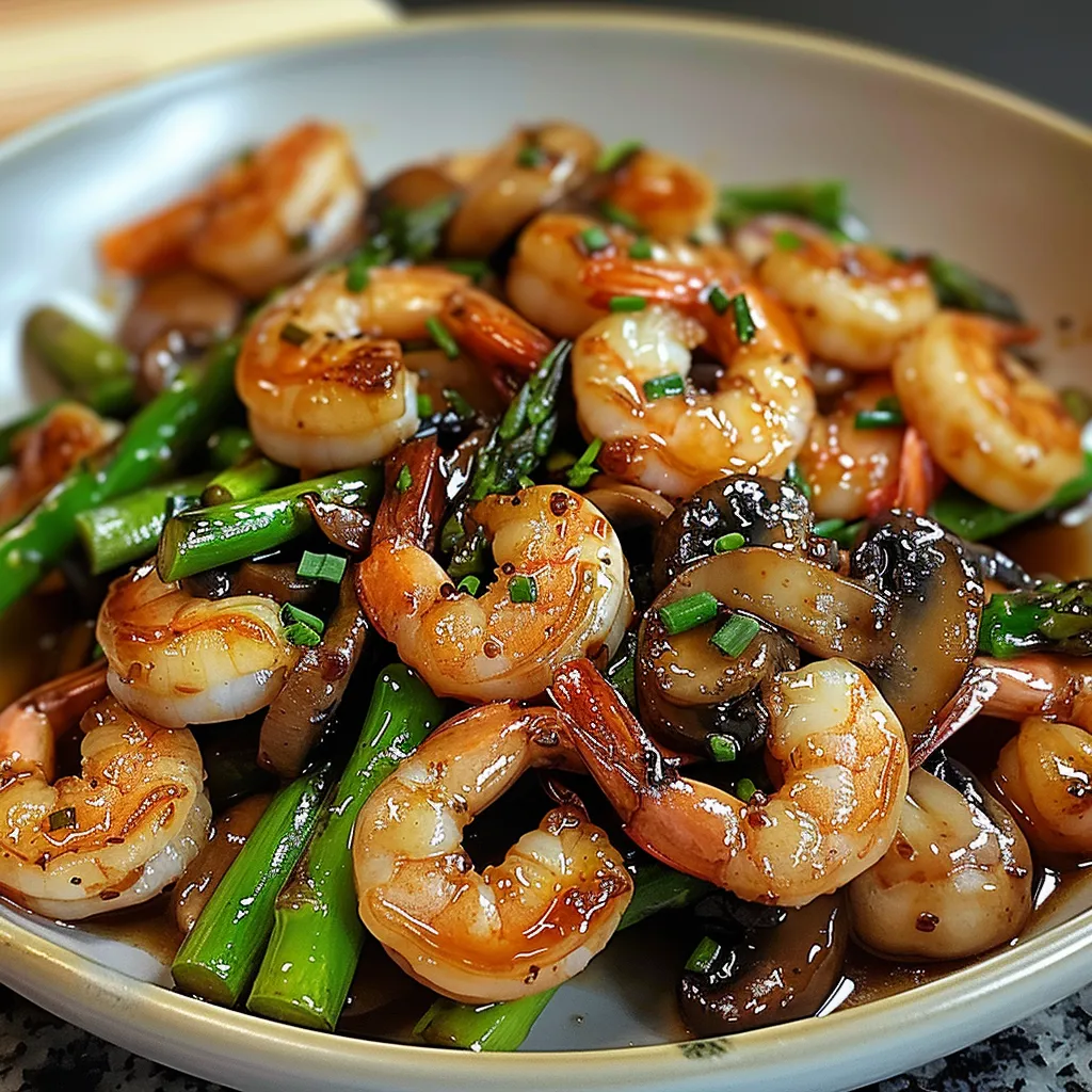 Shrimp and Asparagus Stir-Fry with Mushrooms