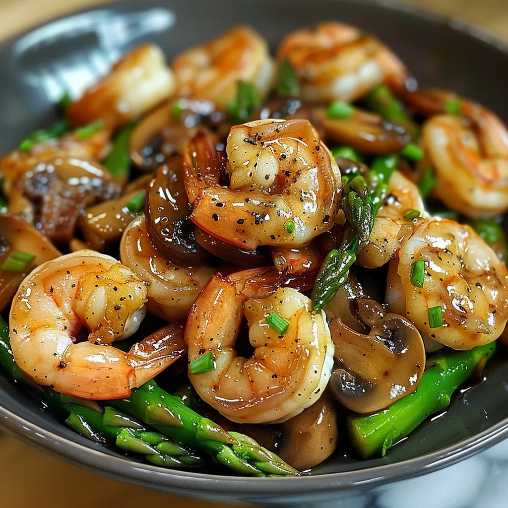 Shrimp and Asparagus Stir-Fry with Mushrooms