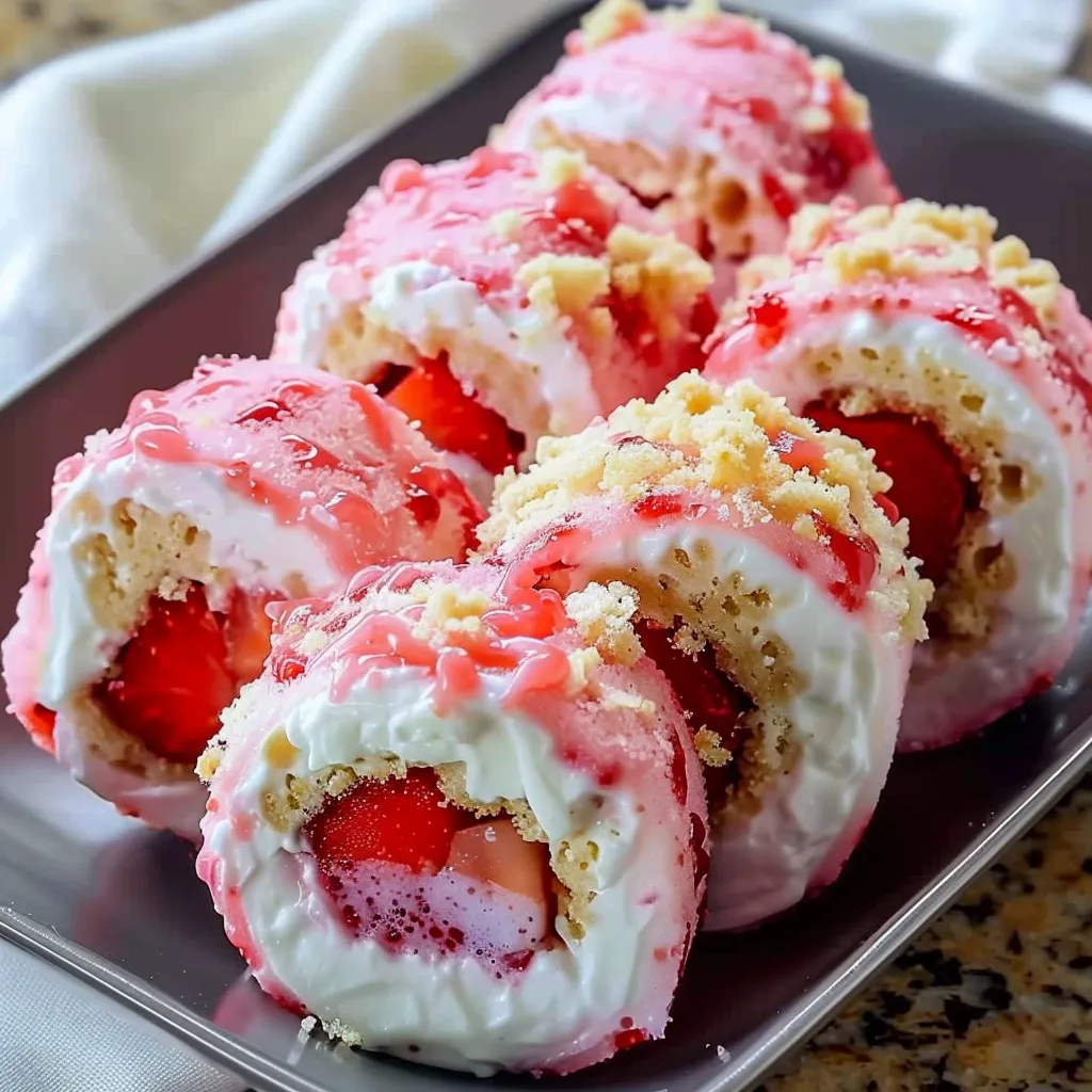 Strawberry Shortcake Cheesecake Sushi Rolls