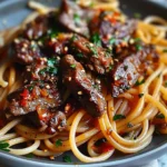 Sweet and Spicy Garlic Steak Pasta
