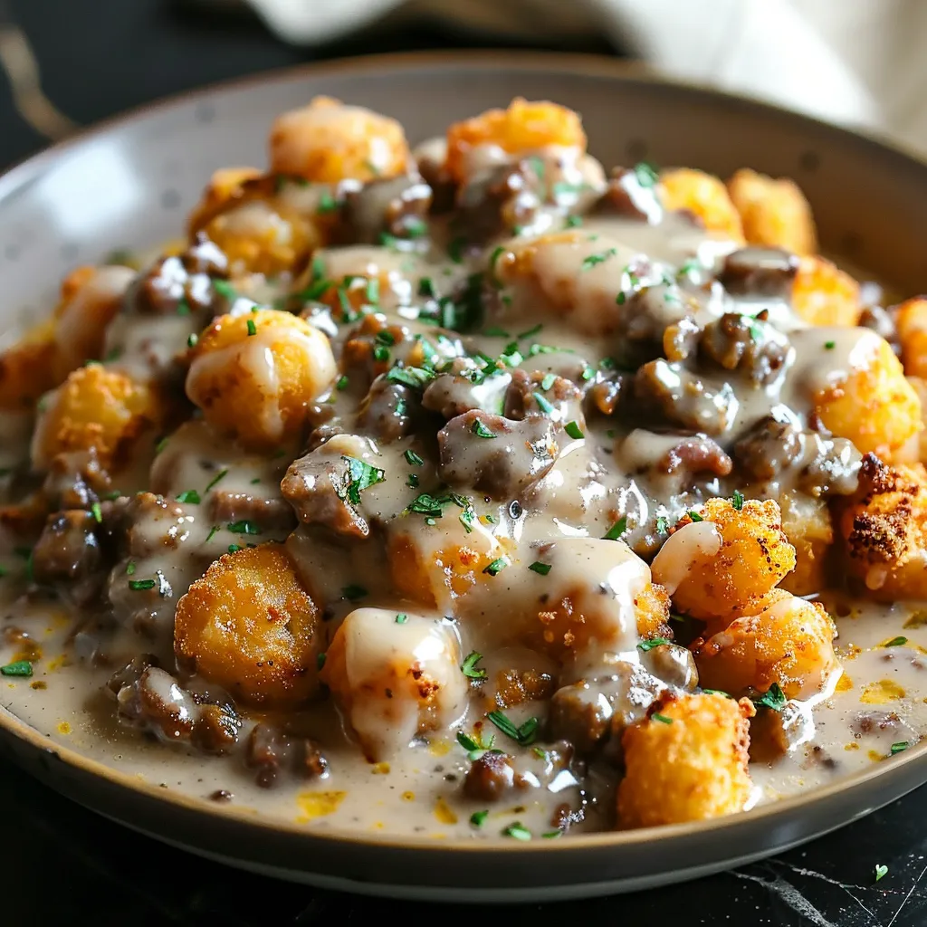 Tater Tot Breakfast Bowl with Sausage Gravy