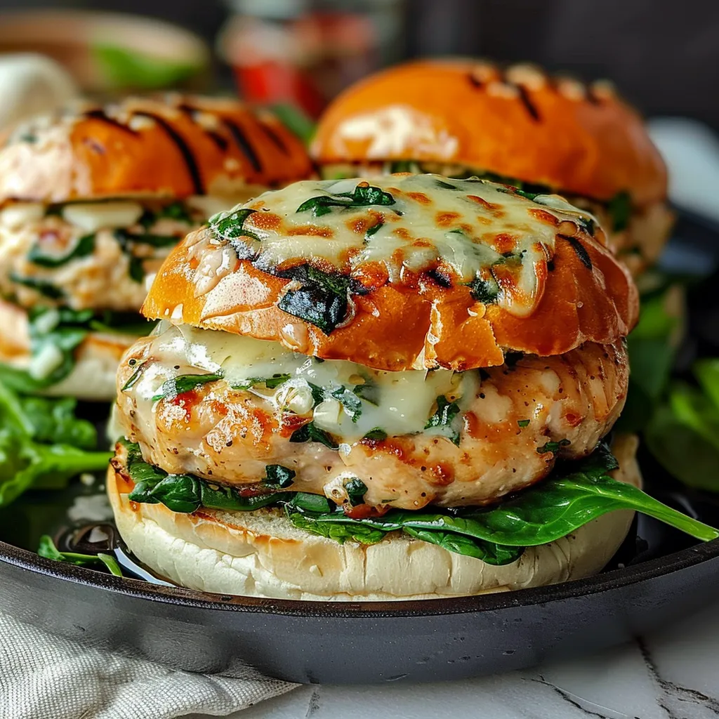 Savory White Cheddar And Spinach Chicken Burgers Recipe