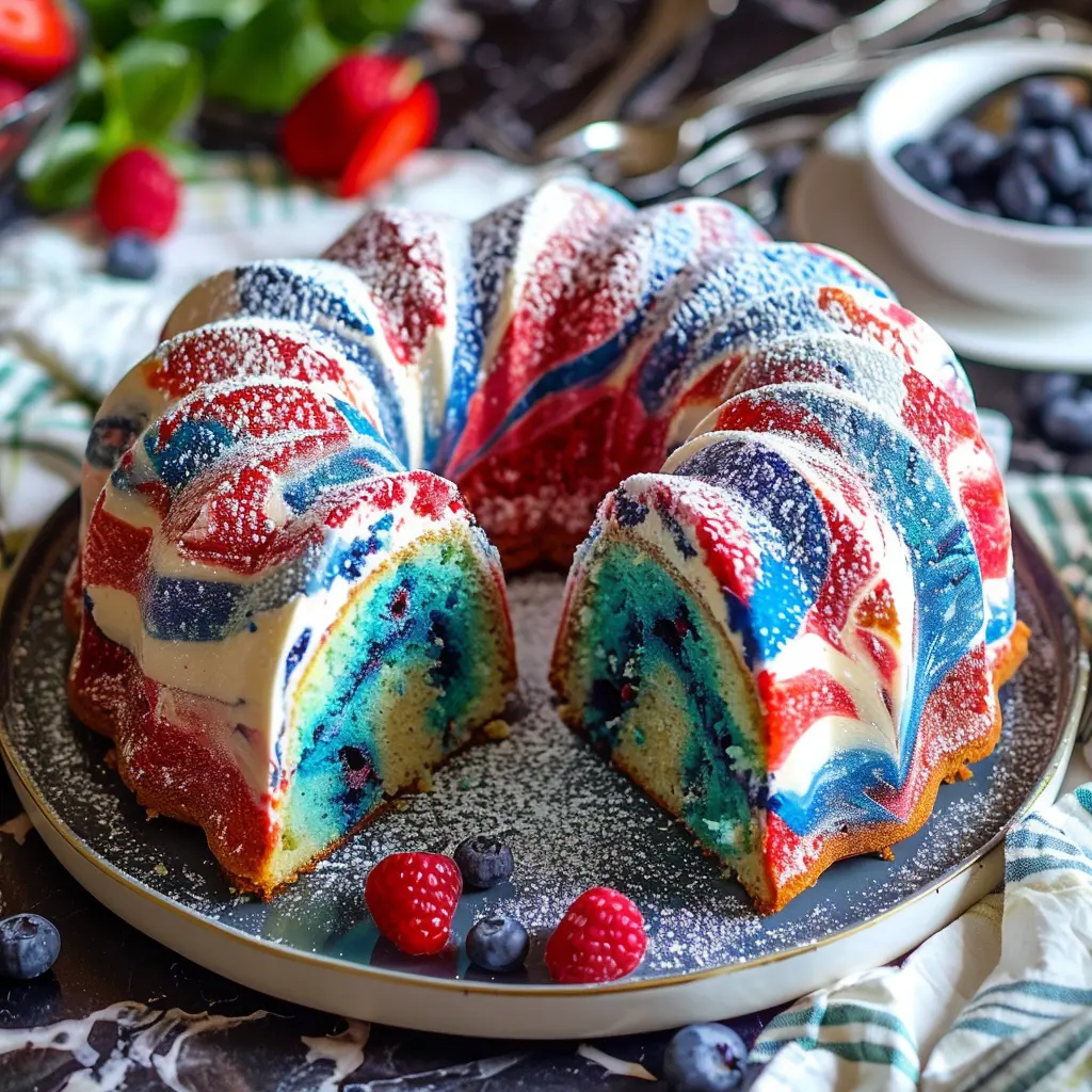 Red White & Blue Marble Cake for Patriotic Occasions