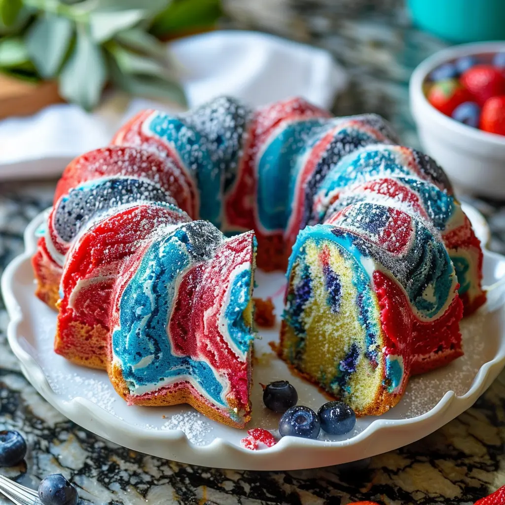 Red White & Blue Marble Cake for Patriotic Occasions