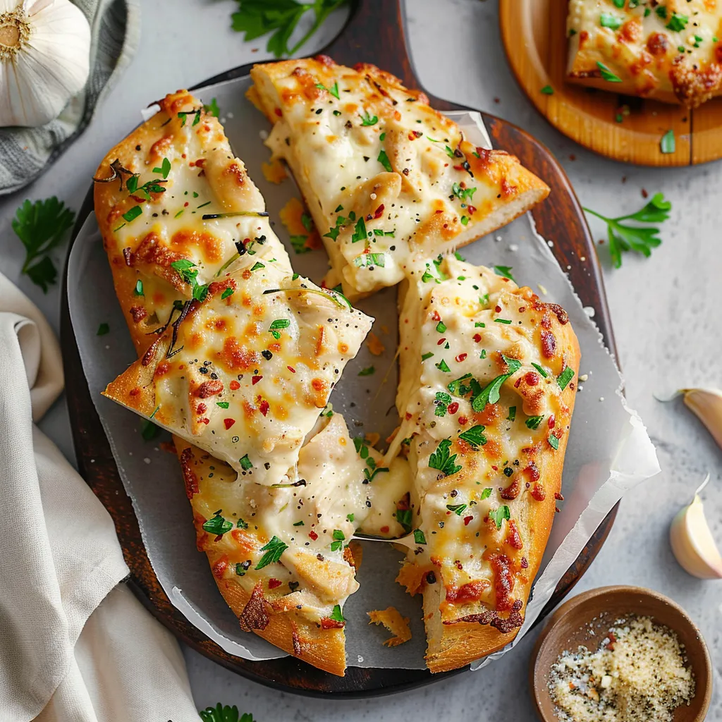Delicious Chicken Alfredo with Garlic Bread Easy Tasty