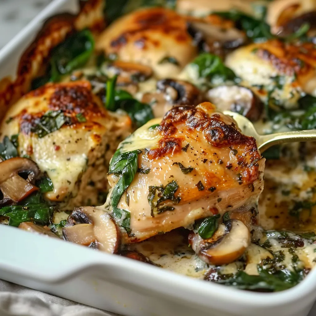 CHICKEN, SPINACH, AND MUSHROOM LOW-CARB OVEN DISH