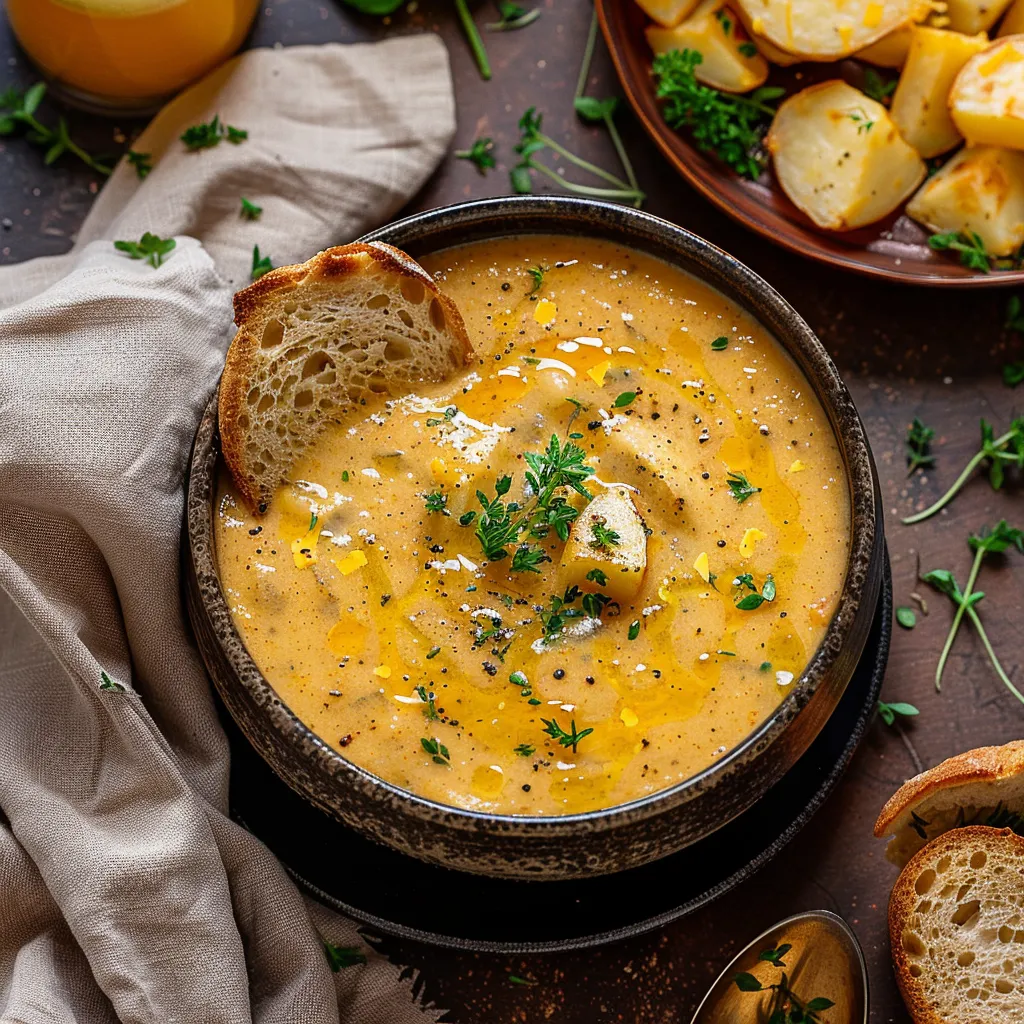 Irresistible Cheddar Garlic Herb Potato Soup Recipe to Savor