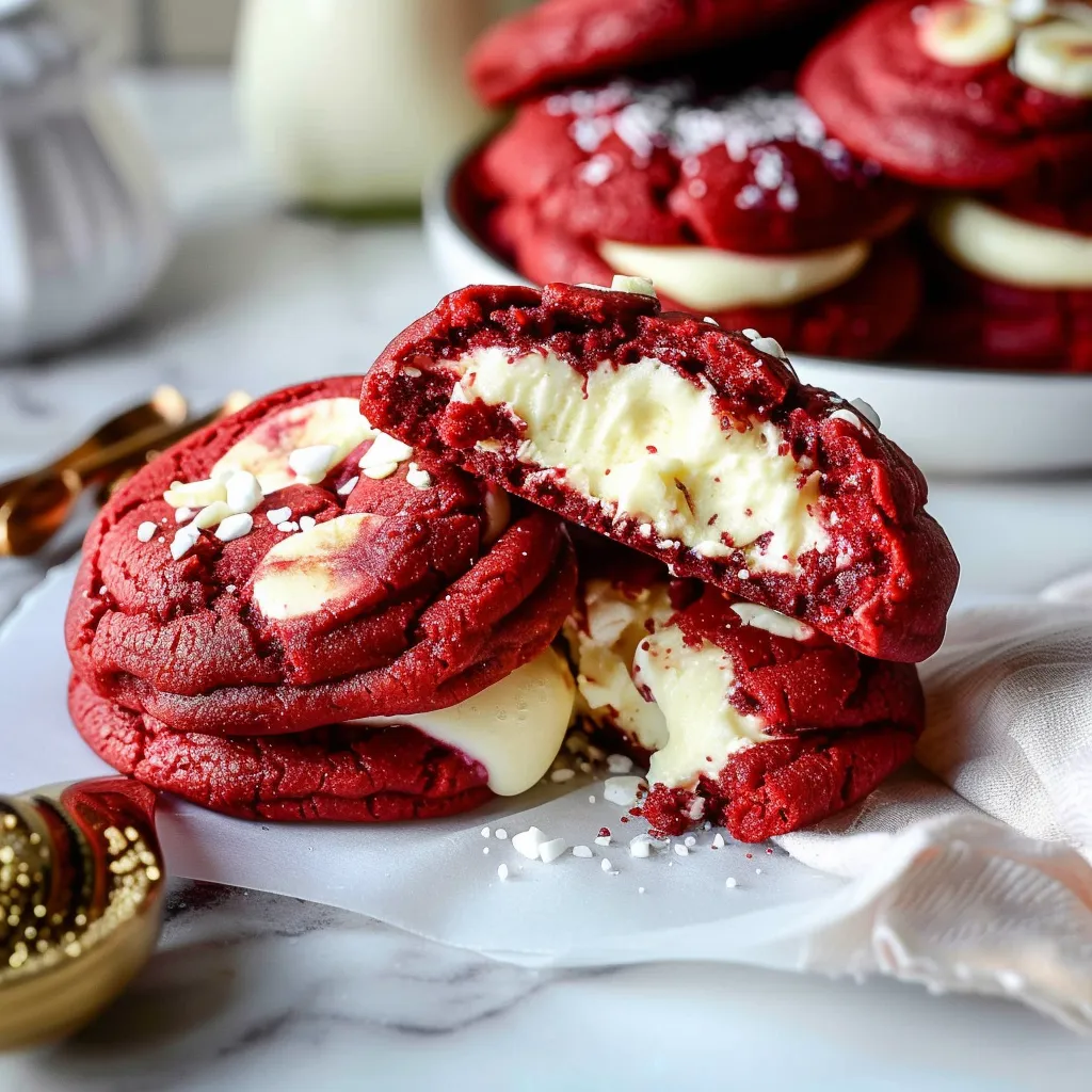 Cheesecake Stuffed Red Velvet Cookies