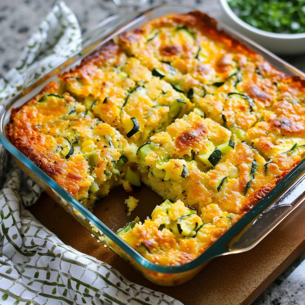 Irresistible Cheesy Zucchini Cornbread Casserole Delight