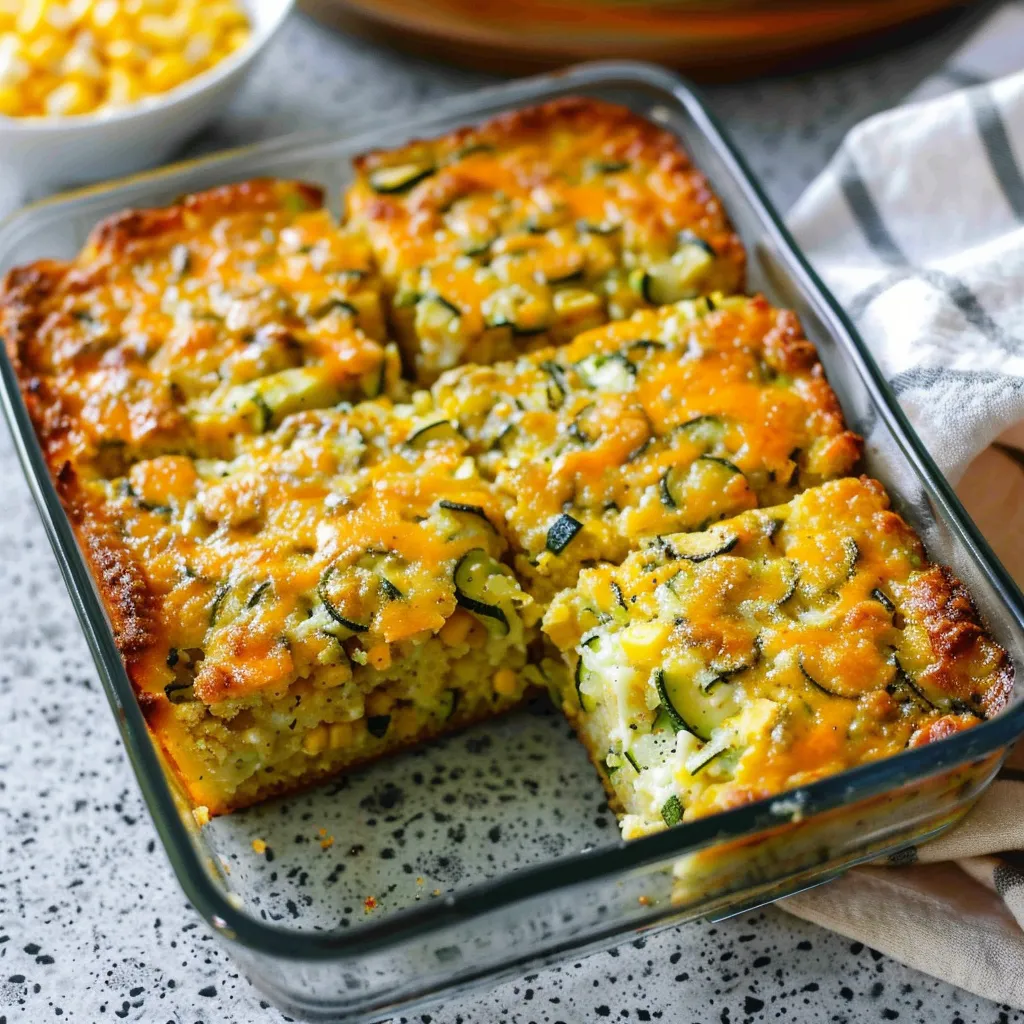 Cheesy Garden Zucchini Cornbread Casserole
