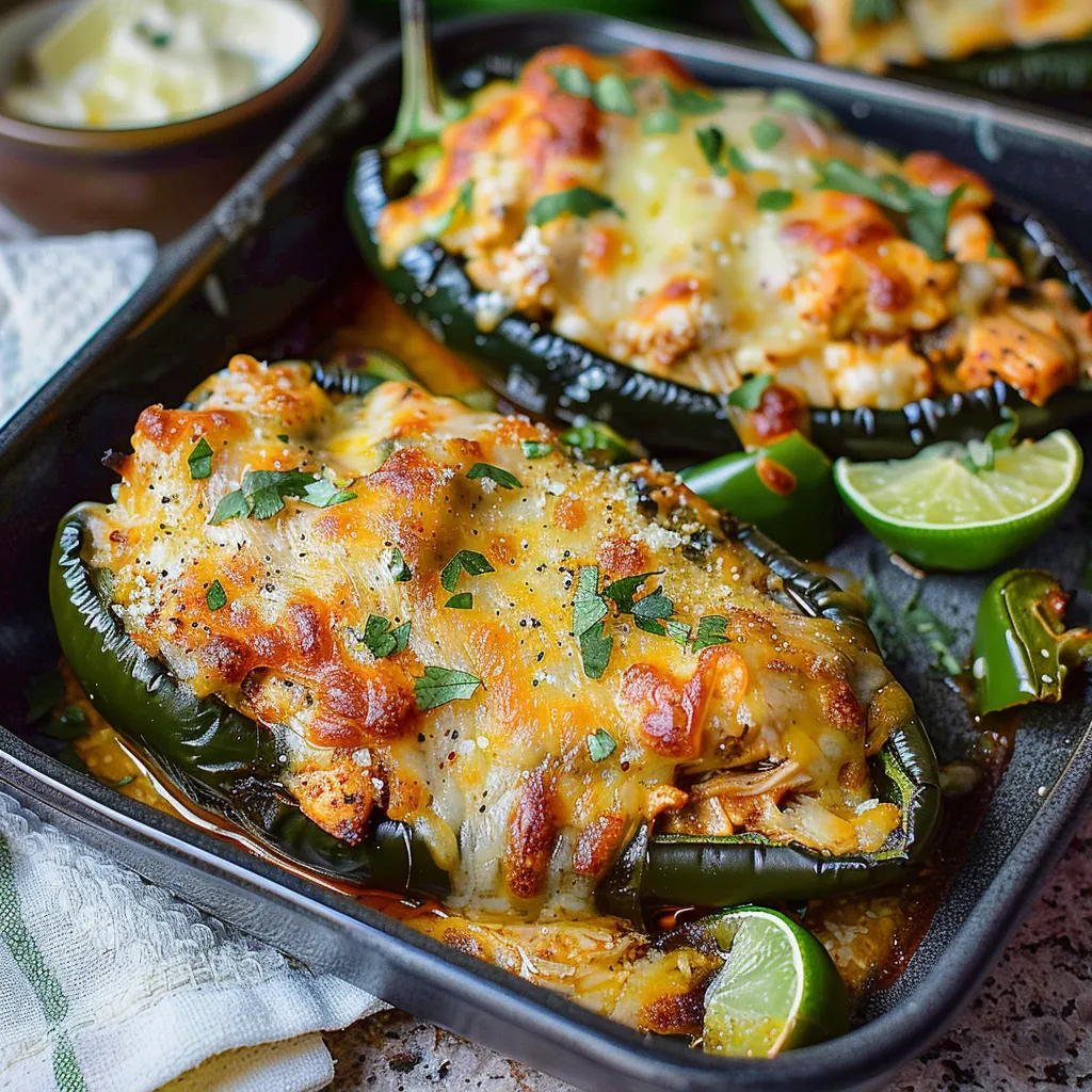 Chicken Stuffed Poblano Peppers