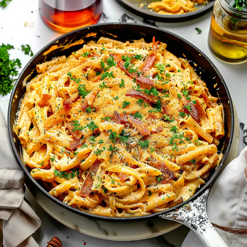 Creamy Pumpkin Alfredo Pasta with Crispy Prosciutto