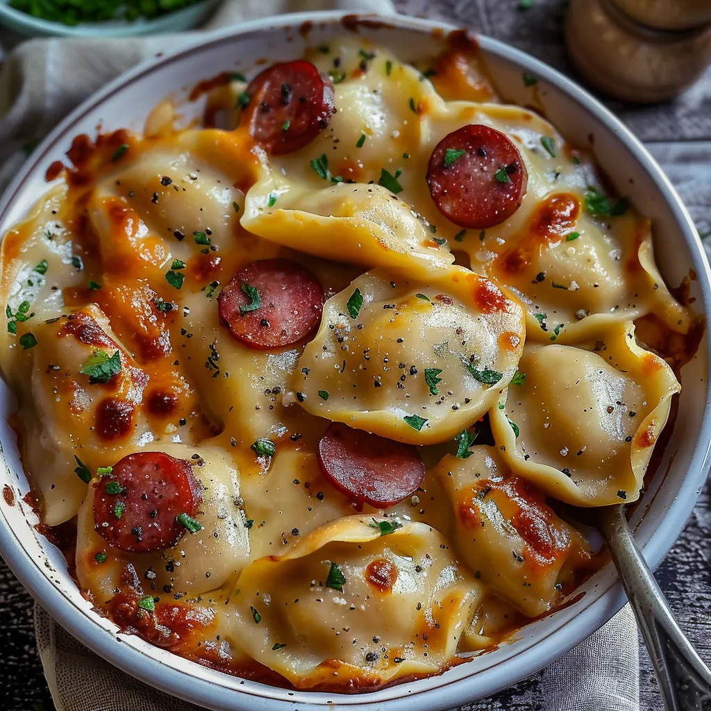 Delicious Crockpot Pierogi Casserole with Savory Kielbasa
