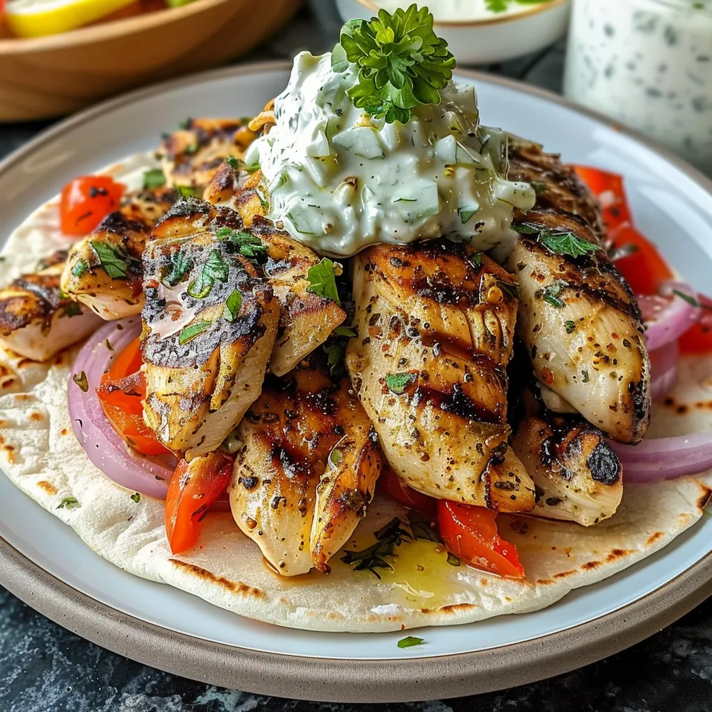 Zesty Greek Chicken Gyros with Lemon-Herb Marinade And Tzatziki