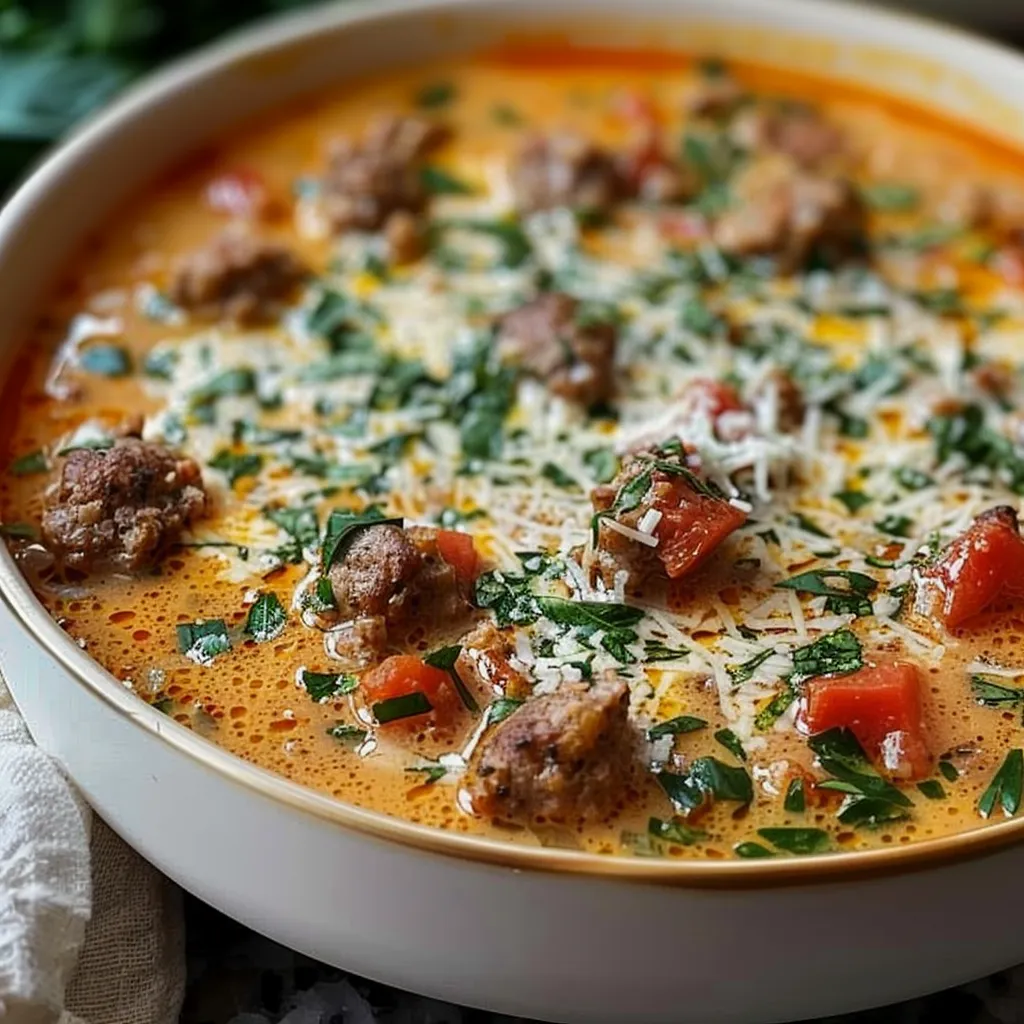 Hearty Italian Sausage Soup with Creamy Parmesan