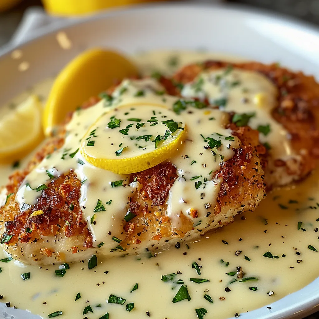 Zesty Lemon Pecorino Crusted Chicken with Creamy Sauce Delight
