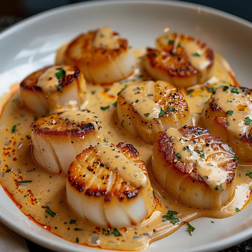 Seared Scallops with Spicy Cajun Cream Sauce