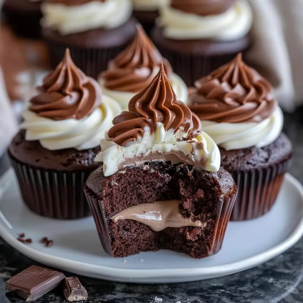 Irresistible Swirled Chocolate Cupcakes with Creamy Chocolate Filling