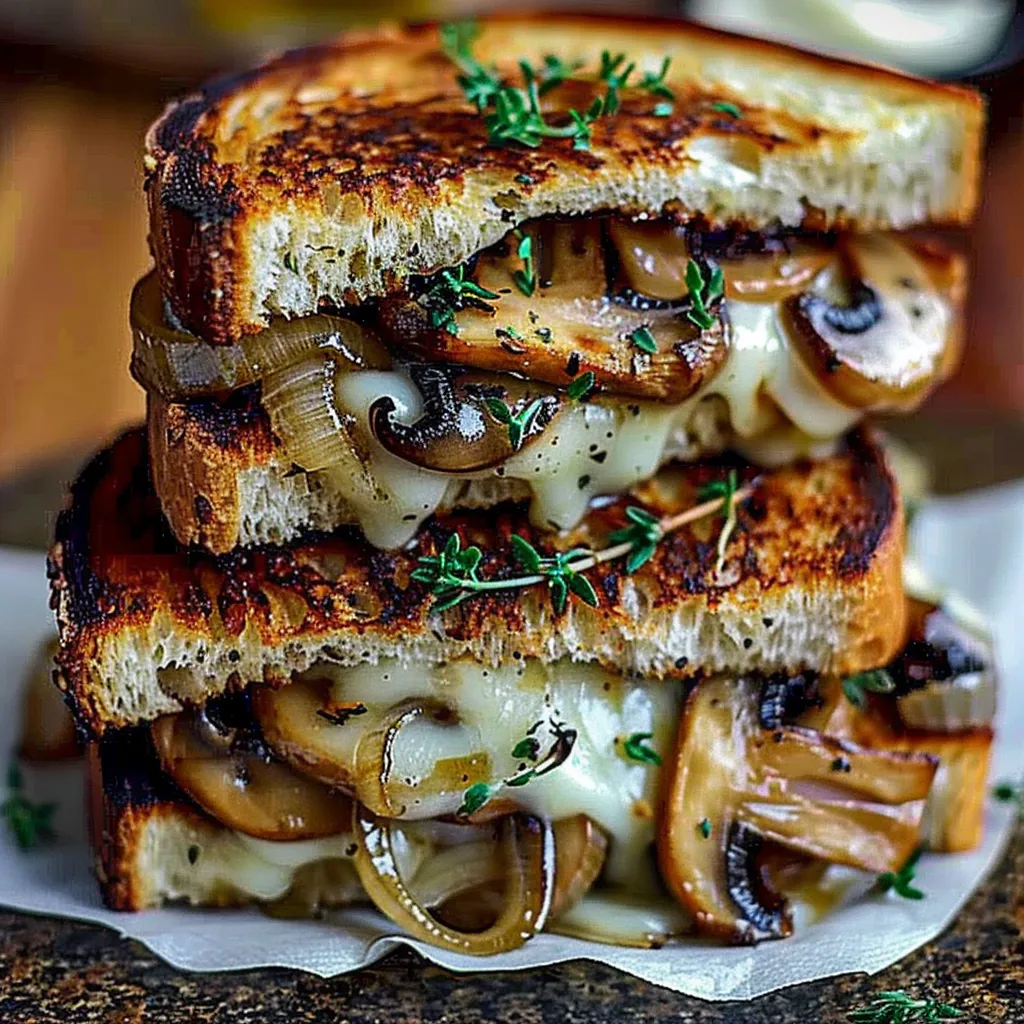 Decadent Grilled Cheese With Gouda Roasted Mushrooms & Onions