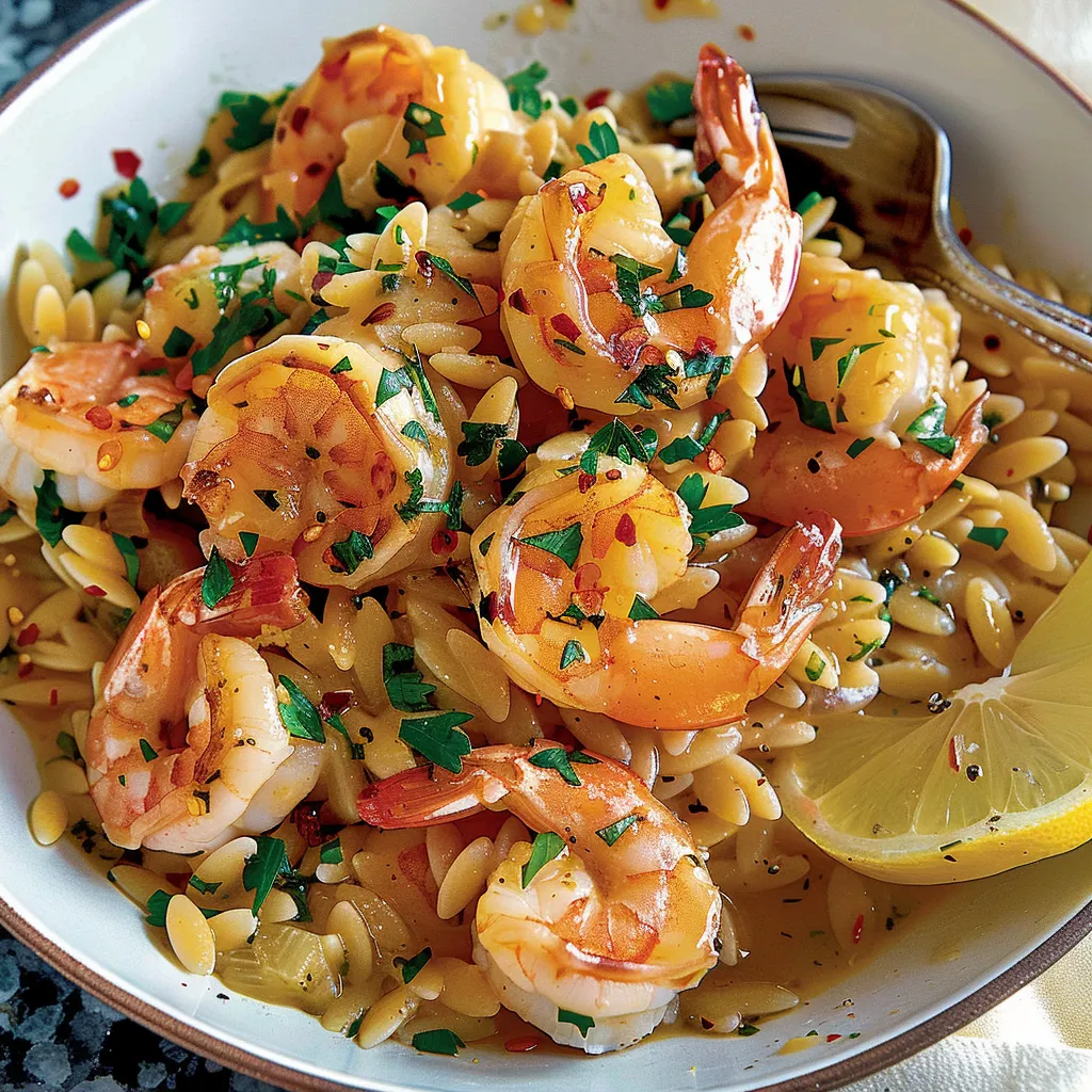 Flavorful Shrimp Orzo in Zesty Lemon Garlic Sauce Recipe