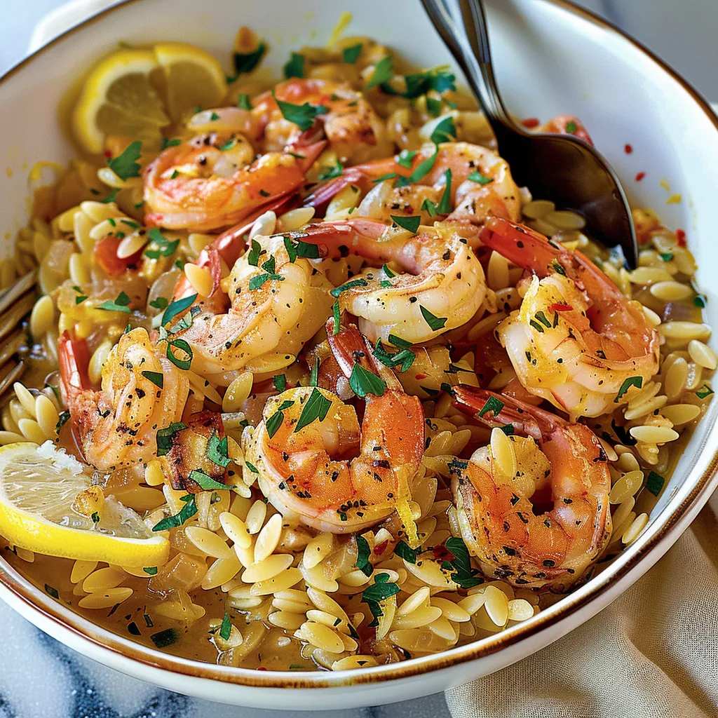 shrimp orzo in lemon garlic sauce