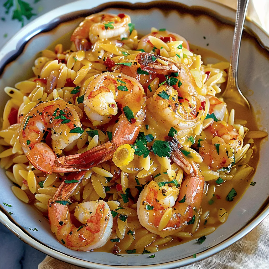 Delicious Shrimp Orzo in Zesty Lemon Garlic Sauce Recipe