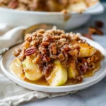 Apple Crisp topped with a brown sugar pecan topping