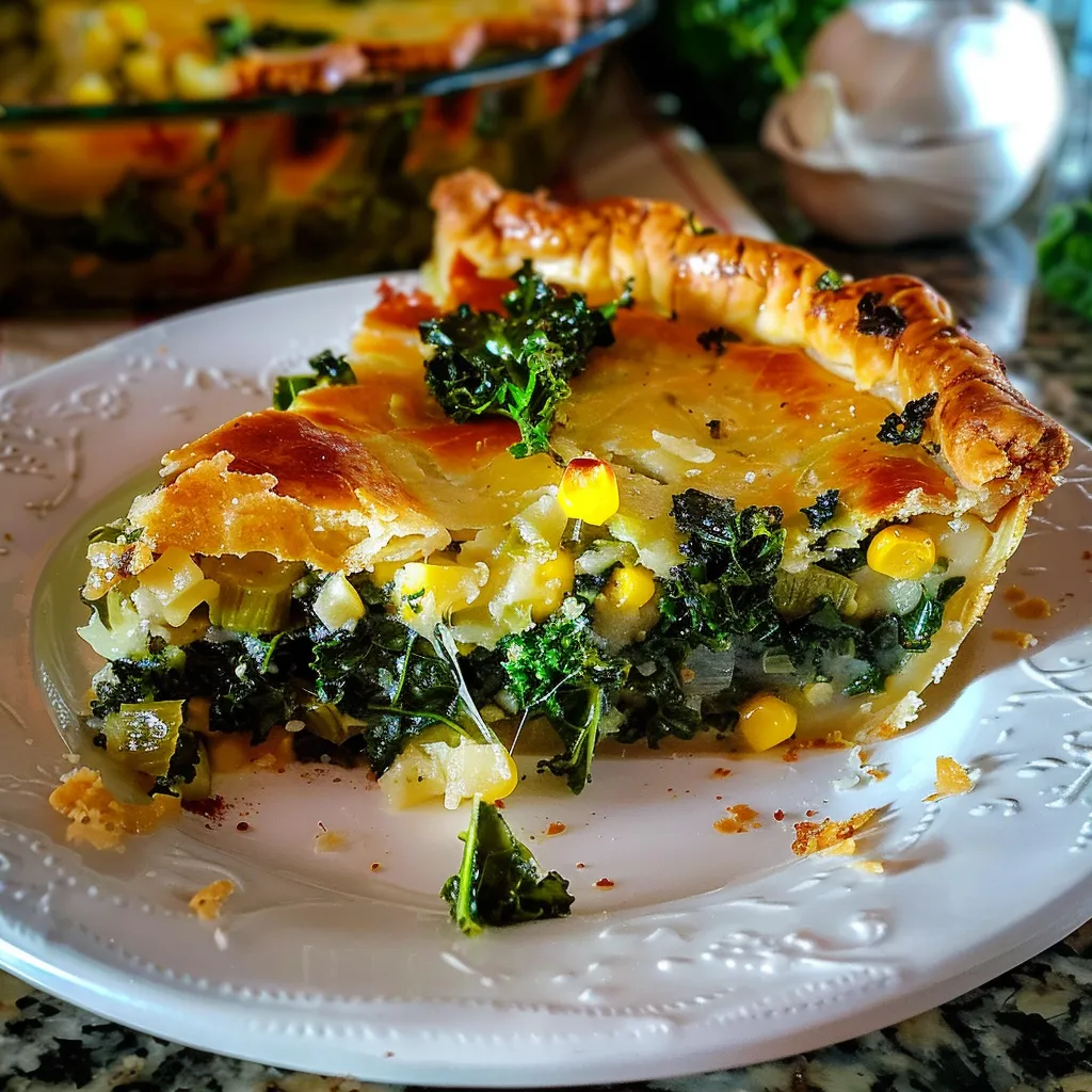 Brussels Sprout, Kale and Corn Pie