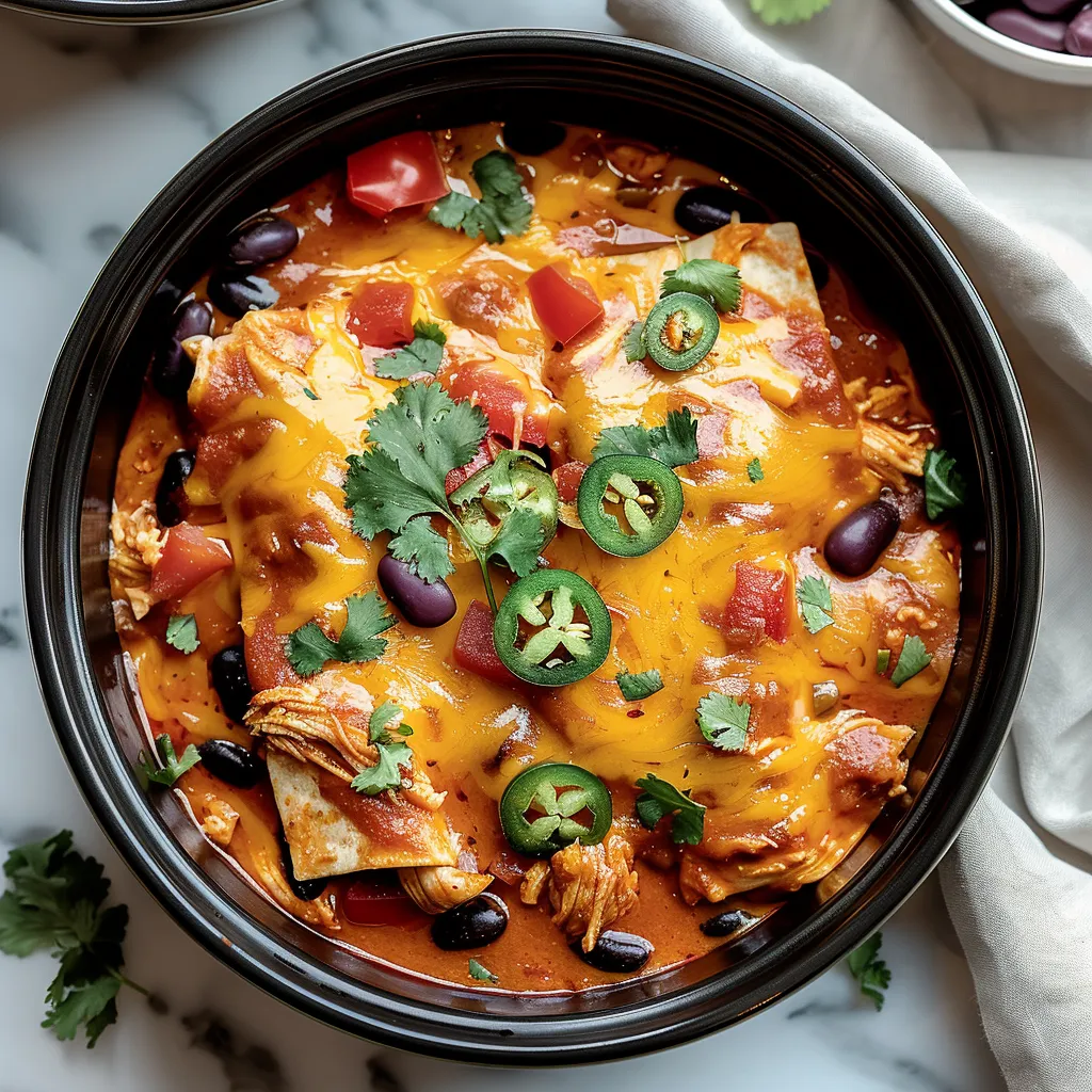 CROCKPOT CHICKEN ENCHILADAS